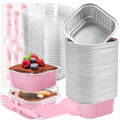 5 oz Pink Square Mini Cake Pans with Lids, 50 Pack for Bake Sales - color: Pink, size: 5 oz