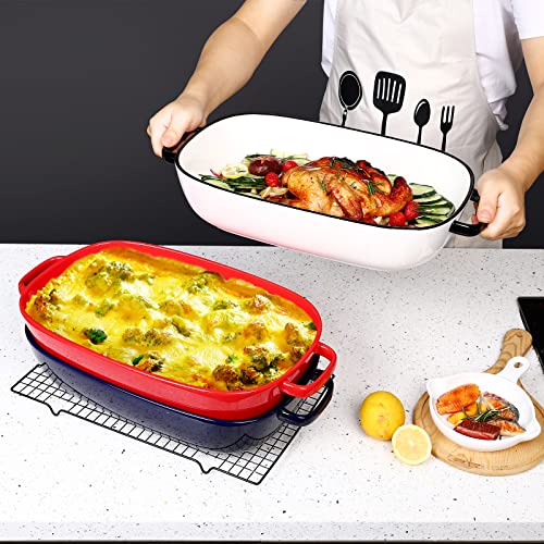 4.5 Quart Ceramic Baking Dish,Serving Bakeware for Casserole,Lasagna,Gratin,Broiling,Roasting,and Baking.Large Deep 14x10x3.11 inches Pan,Safe for Oven Microwave Refrigerator Disinfection Cabinet and - color: 4.5 quart White