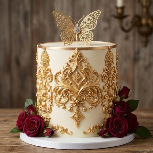 Baroque Scroll Relief Silicone Mold Relief Flower Fondant Mold - color: Style K