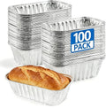 100 Pack 1Lb Mini Aluminum Foil Loaf Pans – 6" x 3.5" x 2" Disposable Small Bread Tins Oven Safe for Baking, Meatloaf, Cake, Holiday Treats, Food Storage & Takeout - size: 6" x 3.5"