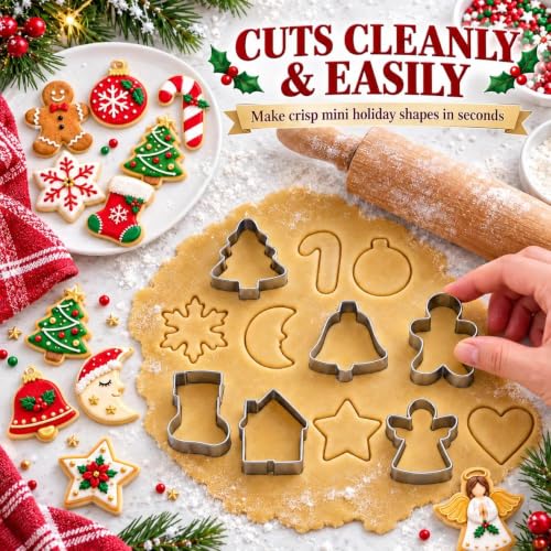 Mini Christmas Cookie Cutters Set, 12 Stainless Steel Shapes - style: Style2