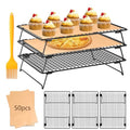 3-Tier Baking Cooling Rack with Legs, 13"x 9" w/50 Parchment Paper - size: 13"x9"