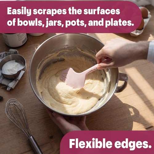 Didaey 2 Pack Silicone Spatula Scraper and Whisk, Pink Kitchen Utensils
