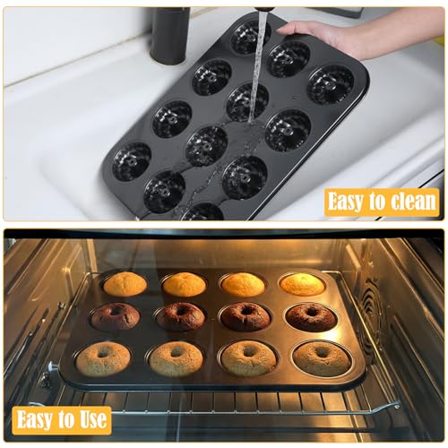 2 Pack Mini Fluted Cake Pan, 12 Cavity Fluted Cake Pans for Baking