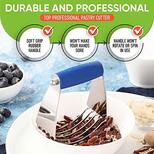 Spring Chef Medium Dough Blender Hand Tool, Durable Pastry Cutter, Sapphire - color: Sapphire, size: 3" Medium