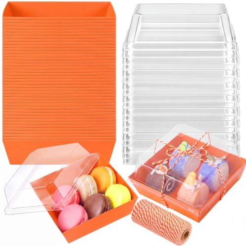 Jetec 150 Charcuterie Boxes with Clear Lids 4" Bakery, Orange White - color: Orange White