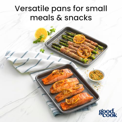 GoodCook Everyday Toaster Oven Mini Baking Sheets Set of 2 Set of 2 Heavy-Gauge Steel Baking Pans with Scratch-Resistant Nonstick, 9 x 6.2-Inch, Gray - size: 9 x 6-Inch (2- Piece Set)