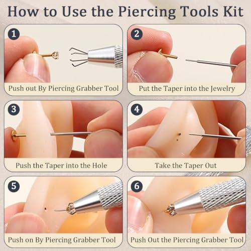 Piercing Taper Ball Grabber Tool Stainless Steel Nose Ear Piercing Kits - style: Piercing Taper(14G 16G 18G 20G) + Ball Grabber Tool
