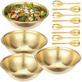 Joyibay 4 Pcs 13 Inch Gold Stainless Steel Salad Bowl Set, 8-Pc Utensil Set - color: 4pcs Gold Stainless Steel Bowl Set