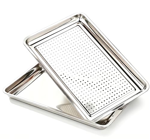 19.5"x13.5" Extra Large Commercial Baking Pan & Crisping Tray Set