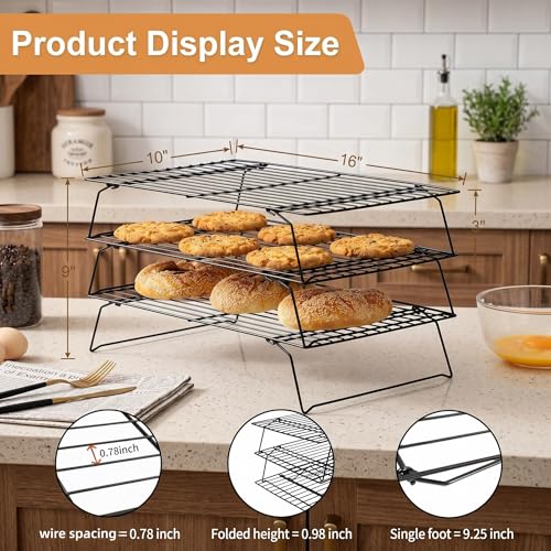 Cooling Rack for Baking, 3-Tier Stackable Wire Rack 10"x15.8" - color: Cooling rack*3