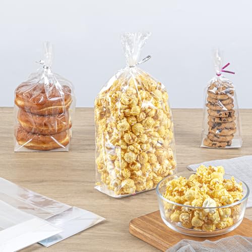 Restaurantware Clear Plastic Gusset Bags, Flat Bottom, 5x3x12 In, 100 Ct - size: 5" x 3" x 12" - Standard