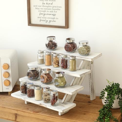SwallowLiving 2pcs Wooden Rustic Cupcake Stand for 24 Cupcakes, Stepped Wood Display Stand for Weddings, Tiered Party Table Display Riser for Food , Dessert, Cookie, Decor, Craft Show, White - color: 2PCS | White | 4-tier