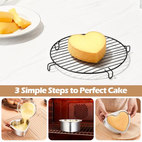 E-far 4 Inch Mini Heart Cake Pan, 2 Pcs Heart Shaped Cake Baking Mold Set - color: Silver, size: 4-Inch (Set of 2)