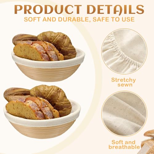 Boao 6 Pcs Bread Banneton Proofing Basket Liner Cloth Cover, Round, 10" - color: Round, size: 10 Inch