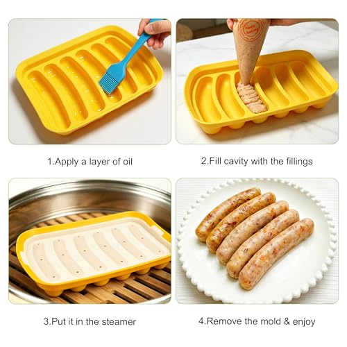 Silicone Baking Molds, Sausage-Shaped - color: Yellow