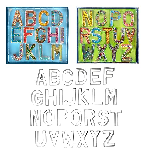 R&M Deluxe Alphabet Cookie Cutter 26-Piece Set – 2.5" Steel A-Z Letter Cutters for Cookies, Fondant, Sandwiches & Crafts - size: 2.5" Size, style: Alphabet