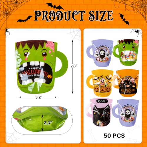 50 Pcs Halloween Plastic Treat Bags , Zipper Seal Candy Bags for Kids - color: Color 1(Pack of 50)