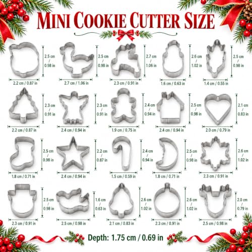Mini Christmas Cookie Cutters Set,20PCS Stainless Steel Cookie Cutters - style: Mini Christmas