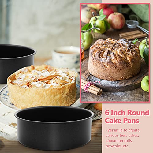 E-far 6 Inch Cake Pans, 3PCS Nonstick Stainless Steel Round Cake Pans - size: 6 Inches