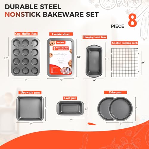 8pcs Baking pans set+Baking mat 3pcs