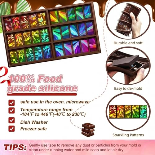 Christmas Candy Molds Holographic Chocolate Mold Silicone, Diamond - color: Windmill and Diamond, style: Rectangle