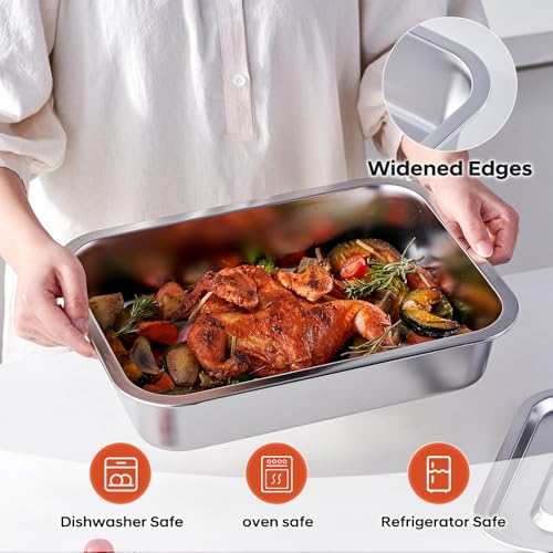 4 Inch Extra Deep Lasagna Baking Pan with Lid, 7.4Qt, 2 Pack - size: M, style: 2 Pack