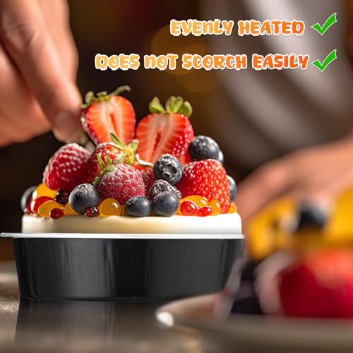 Yinder 8 oz Disposable Creme Brulee Ramekins with Lids, 4 Inch Mini Pie Tins Aluminum Foil Pie Tart Cake Baking Pans Individual Round Containers Oven Safe(Black & Silver,120 Pcs) - color: Black & Silver