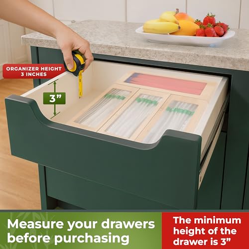 Bamboo Storage Bag Organizer for Kitchen Drawer, Plastic Baggie Organizer - style: Modular Blocks