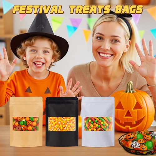 JETMORE 50 Pack Resealable Treat Bags, Cookie Bags with Seal, 5.5x7.9in - color: Black, size: 5.5x7.9in (14x20cm)