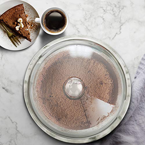 Flexzion Marble Cake Stand with Lid Round Glass Cover Glass Dome Cake Saver Cheese Holder Serving Platter Stone Cake Stand Cutting Board Slab Set for Kitchen Dining Bakery Pastries Display, 11 Inches - size: 11 Inch