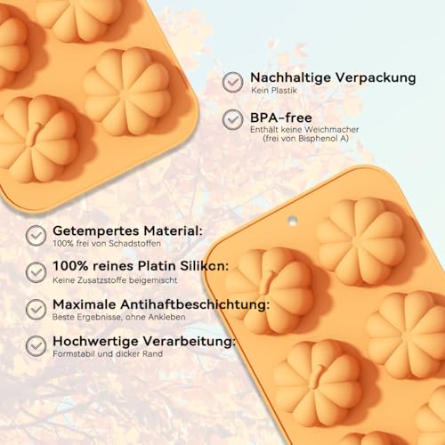2 Pcs Pumpkin Silicone Molds for Chocolate 3D Fall Silicone Molds Halloween Thanksgiving Candy Baking Molds for Candy Ice Cube Cake Cupcake Decorations Jelly Jello Candle Soap - color: Styl 16
