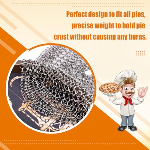 Baking Pie Crust Weights Chain, Stainless Steel Pie Weight Chain Ceramic Pie Weights Alternatives Baking Beads Armor for Crust Kitchen Accessories for 7-10in Pies