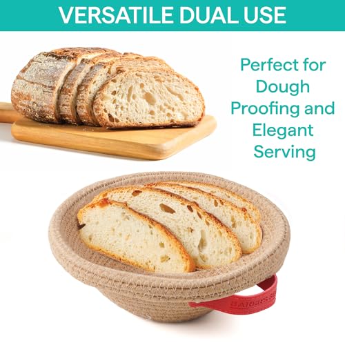 Baker's Secret Cotton Rope Banneton Bread Proofing Basket Set, Oval & Round Bread Baskets with Liners & Covers for Artisan Bread Baking, Sourdough Bread Baking Supplies - size: Oval and Round basket set