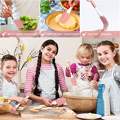 Silicone Spatula Set, 5 Pcs Heat Resistant, Soft & Strong, Nonstick Cookware, Dishwasher Safe (Pink) - color: Pink