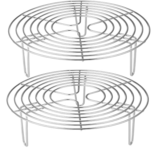 2Pcs Round Steamer Rack and Cooling Rack, Stainless Steel Steamer Rack, Steaming Baking Rack,For various cookware (20x4.5cm) - size: 20x4.5cm
