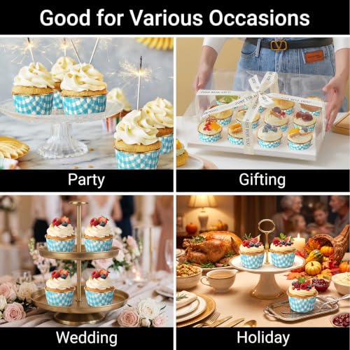 EUSOAR Cupcake Cups, 50pcs 3.5oz Blue White Aluminum Baking Cupcake Liners - color: Blue/White, size: 50pcs