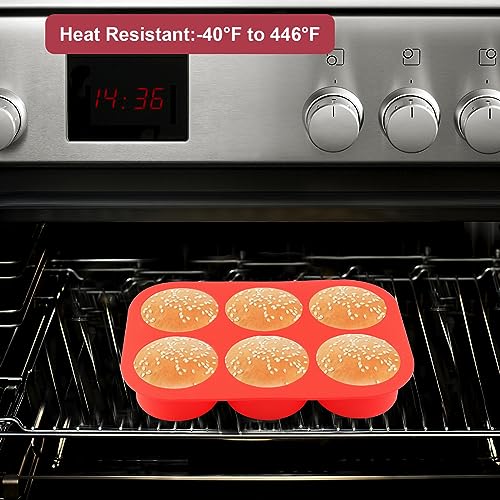 3 Inch Silicone Egg Bites Baking Molds, 6 Cavity Round Jumbo Muffin Top Pan
