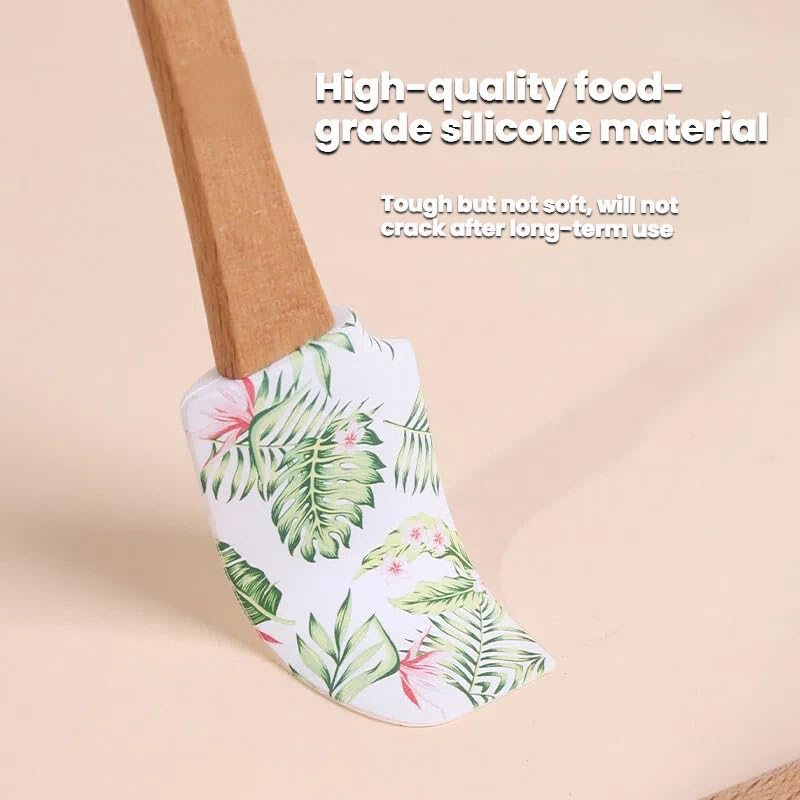 2PCS Silicone Spatula Set, Heat Resistant Baking Spatulas Food Grade Silicone Scraper Spatula for Mixing, Cooking, and Baking, Non-Stick Rubber Jar Spatulas with Hanging Hole Moderately Soft and Firm - color: Peony