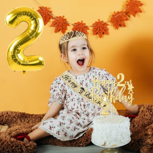 YeohJoy Gold 2nd Birthday Decorations for Girl - style: 2nd