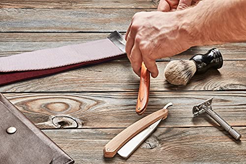 Razor Strop - Barber's Latigo Leather Straight Razor Strop. Dual Strap that will be a Great Addition for Any Straight Razor. PREMIUM LEATHER Strop for Sharpening. (Black Personalized) - color: Black Personalized