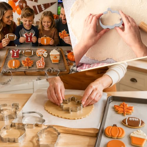 JarThenaAMCS 7Pcs Fall Thanksgiving Football Cookie Cutters Set