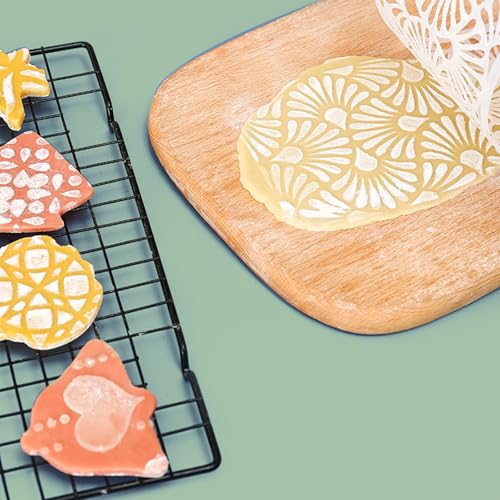 10 Pcs Cake Stencils Cake Templates Set Floral Plant Wedding Icing Stencils Irregular Geometry Lace Cake Molds Cookie Dessert Buttercream Decorating Baking Supplies Mesh Printing for Cake Decoration