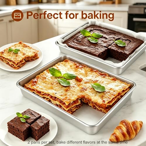 9x11 Baking Pan, Toaster Oven Rectangle Cake Pan Heavy Duty, Silver - color: Silver