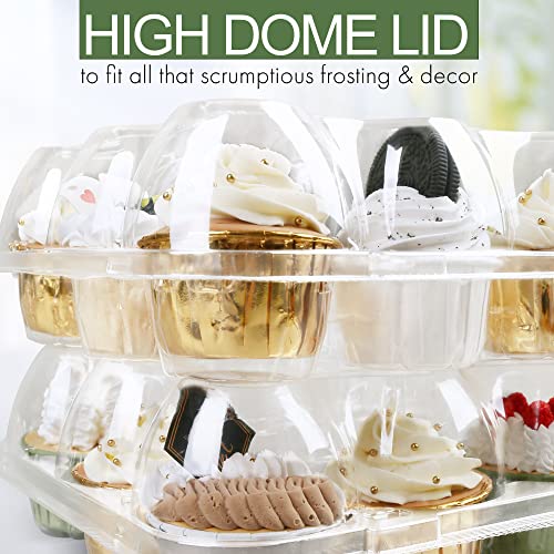 LotFancy 12 Count x 5 Sets Cupcake Containers, Clear Plastic Cupcake Boxes - size: Standard (5 sets)
