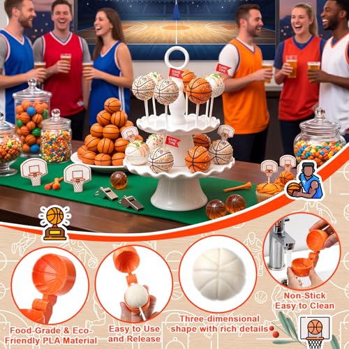 2 Pcs Basketball Cake Pop Mold with 100 Pcs Stick, Basketball Mold - style: Basketball