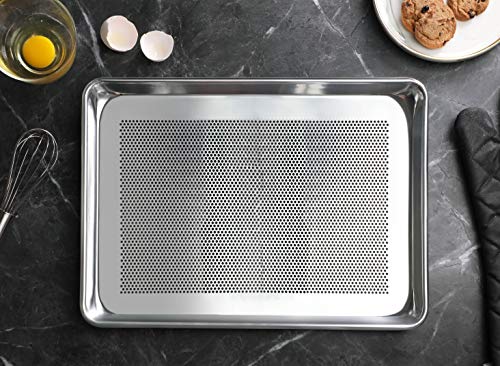New Star Foodservice Commercial Grade 18-Gauge Aluminum Sheet Pan/Bun, Half Size, 13 x 18 x 1 Inches