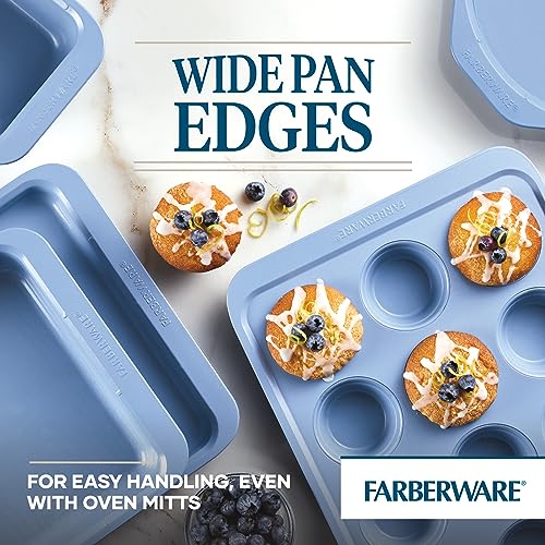 Farberware Easy Solutions Nonstick Bakeware Meatloaf/Loaf Baking Pan, 9 Inch x 5 Inch with Portion Marks - Blue - size: Loaf Pan (9 x 5 inches)