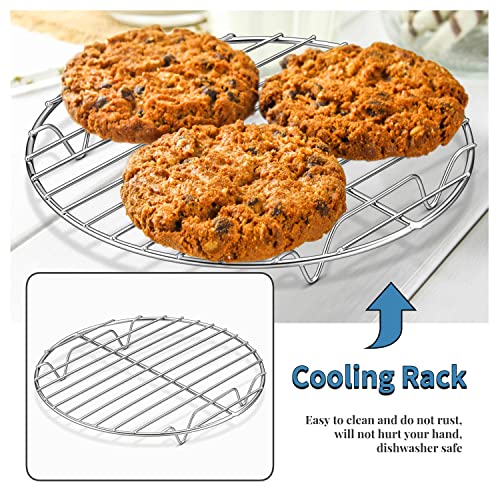 Herogo Round Baking Rack Set of 3, 10.6” & 9” & 7.6”, Stainless Steel Cooling Cooking Racks, Grill Steamer for Oven Pot Air Fryer Canning, Rust Free, Dishwasher Safe - size: 10.6 + 9.1 + 7.6 inch
