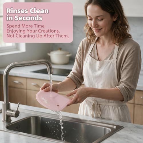 Flexible Dough Scraper with Metal Core: Silicone Bowl Scraper Bread Baking - color: Pink